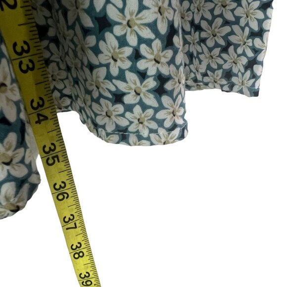 Vintage 90s Off White Blue Floral Short Sleeveless Sundress Medium - Picture 5 of 11